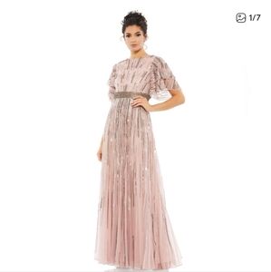 Mac Duggal Sequin Embellished Maxi Dress in Blush